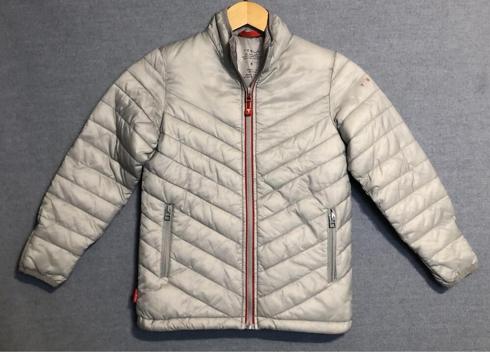Tesla Puffer Jacket Girls 8 Gray Quilted Insulated Full Zip Coat